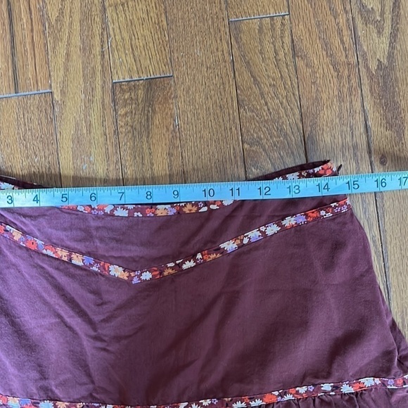Madewell | Tiered Mini Skirt: Floral Binding Edition Burgundy Size 8 90s A-line - Picture 4 of 5